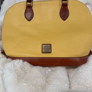 Dooney & Bourke Yellow Satchel with Brown Trim